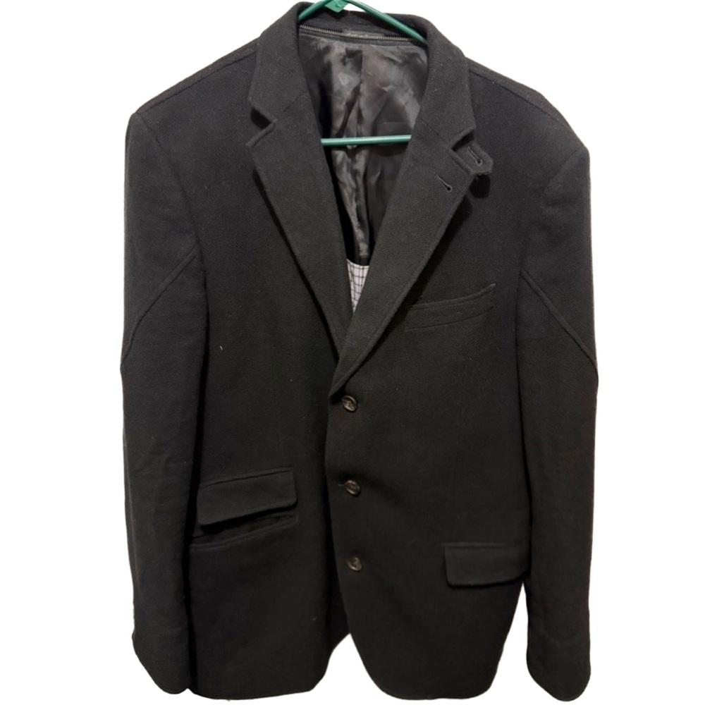 Flynt Black Wool Blend Men’s 42 Long Sportscoat/Blazer with a lining